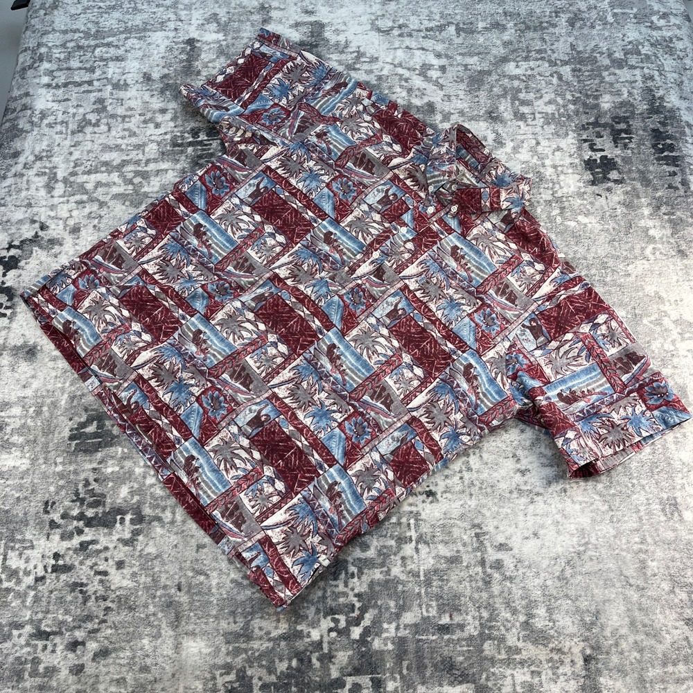 Kahala Men 2XL Hawaiian Shirt Outrigger Canoe Paddling Cotton Palm‎ Tree USA